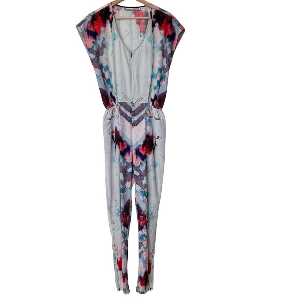 Hunter bell Jumpsuit M geometric print Colorful Cup Sleeves
